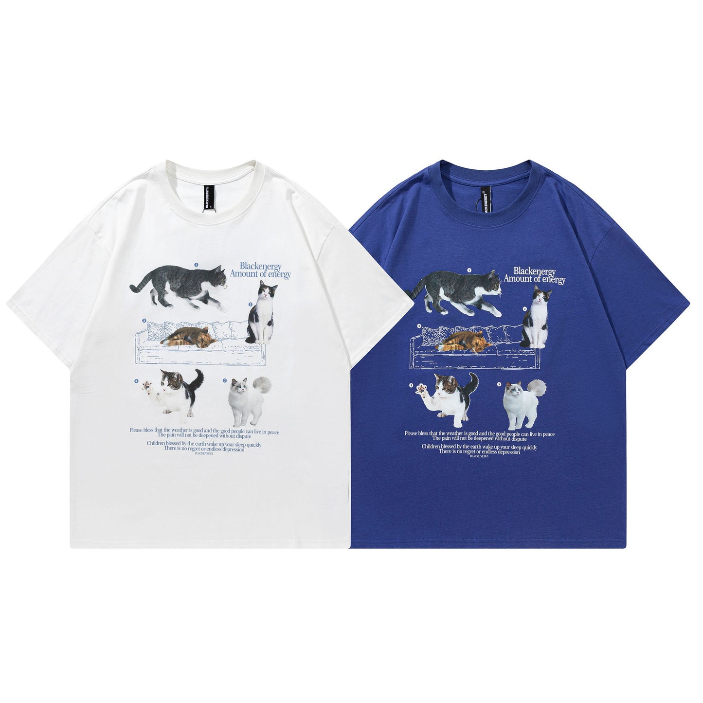 Cat print casual loose t-shirt