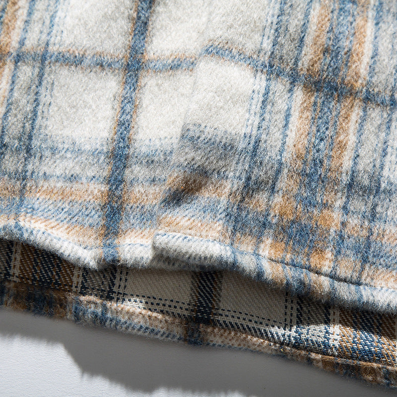 Classic brushed check pattern long sleeve shirt