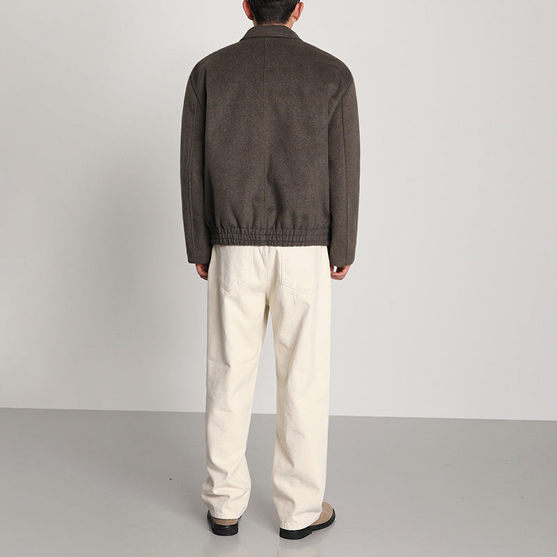 Classic casual twill jacket with turn-down collar