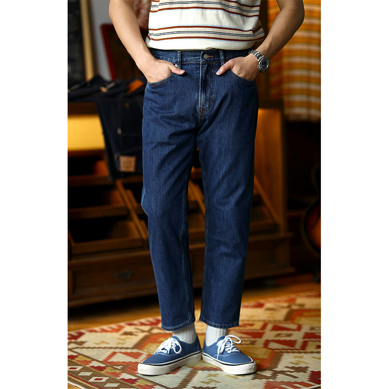 Cool-to-the-touch, 9/10-length slim red-selvedge denim pants