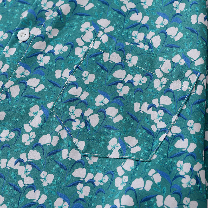 New fresh floral print aloha short sleeve shirt