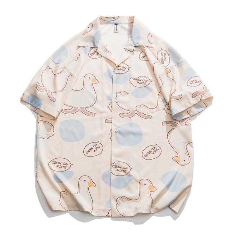 Cute Animal Print Short Sleeve Shirt