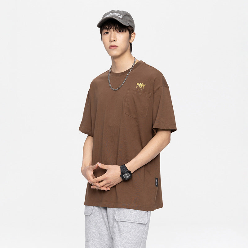 デザインポケット コットン無地Tシャツ