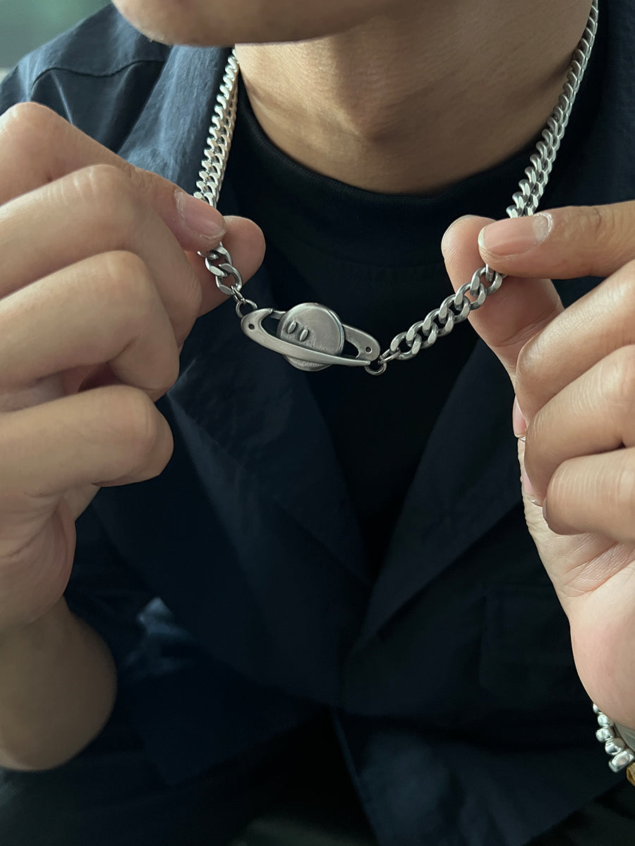 Planet Smiley Cuban Necklace