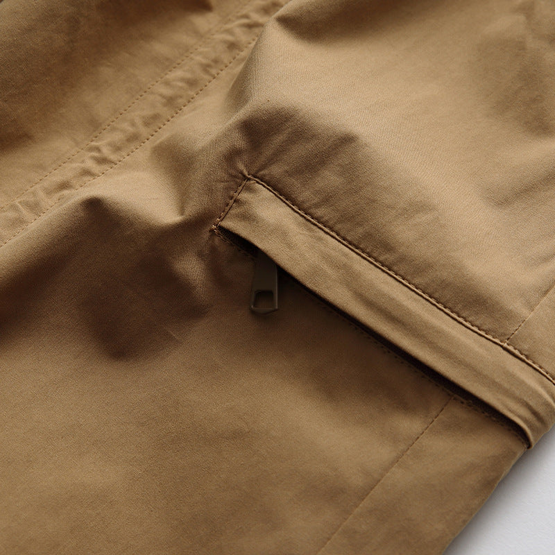 Outdoor Functional Pocket Plain Casual Shorts
