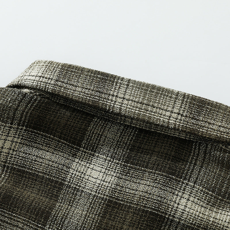 Dyed over-checked short-sleeved shirt