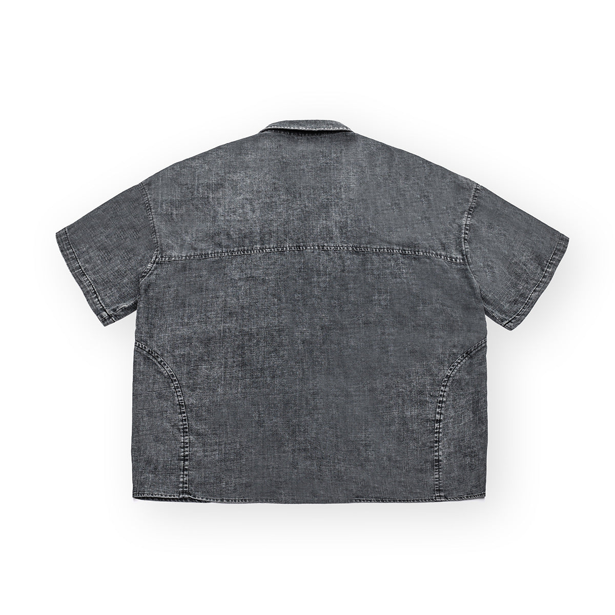 Distressed Wash Retro Denim Short Sleeve Shirt