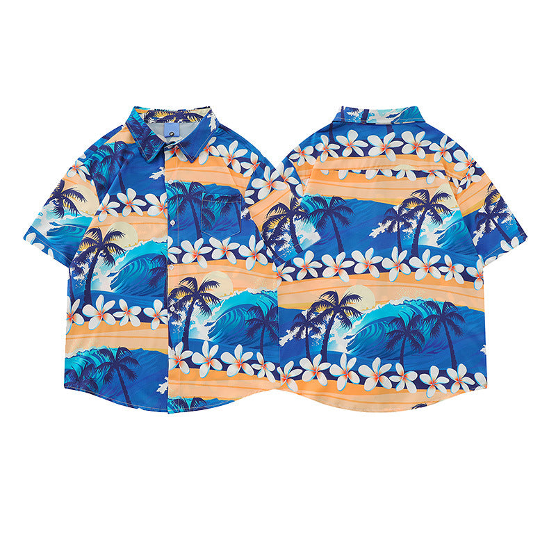 Sand Scenery Print Aloha Shirt, Short Sleeve