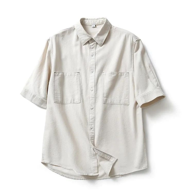Fashionable simple plain pocket short sleeve shirt