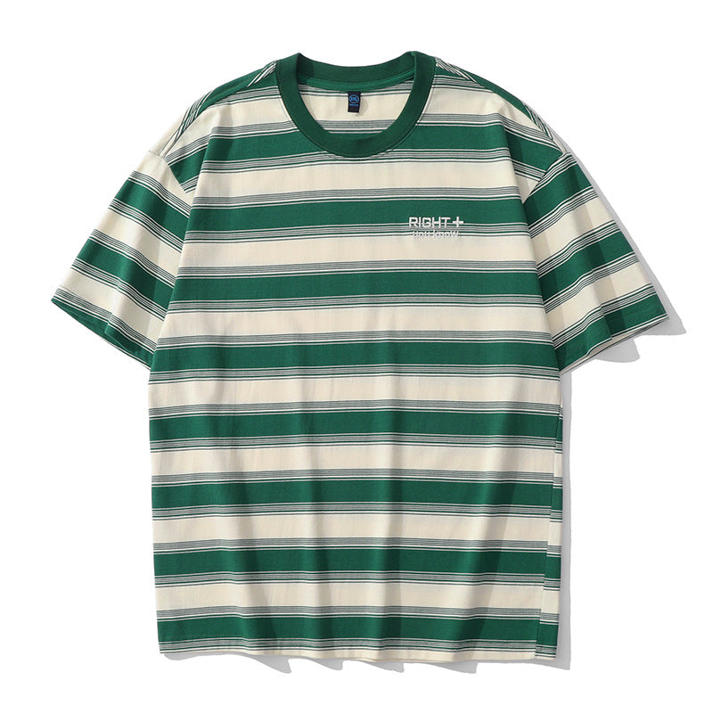 Classic wide horizontal striped short sleeve T-shirt