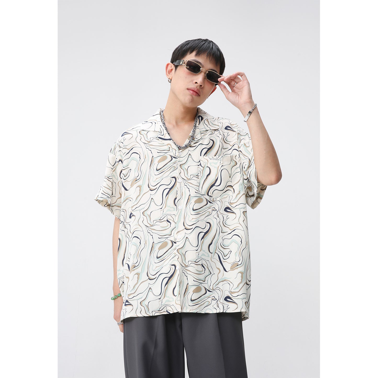 Vintage floral tie-dye short-sleeved shirt