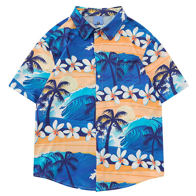 Sand Scenery Print Aloha Shirt, Short Sleeve