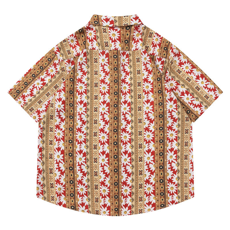 Harajuku style all-over print short-sleeved shirt