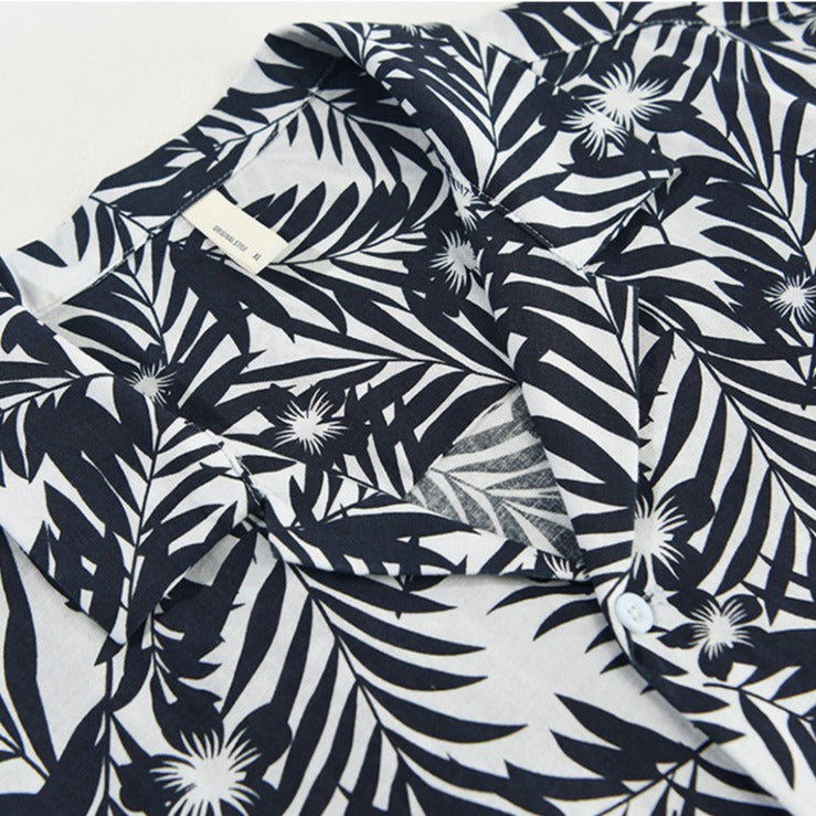 Breathable cotton linen aloha shirt