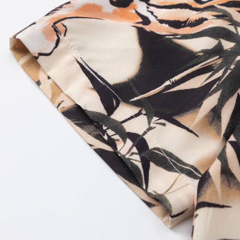 Retro "Tiger" Print Short Sleeve Shirt