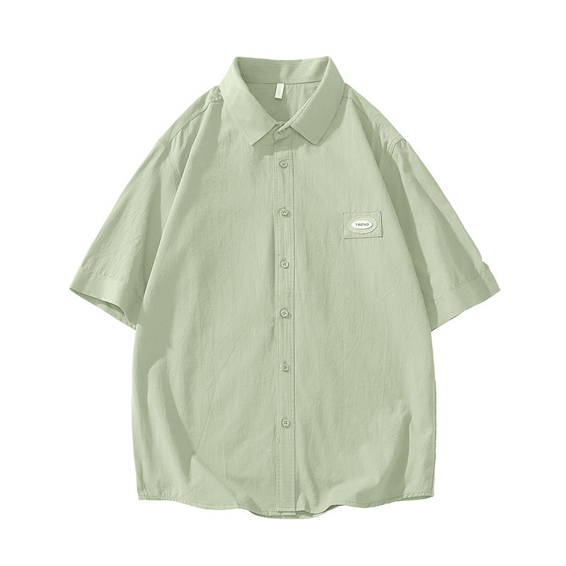 Classic plain short-sleeved work shirt in four colors