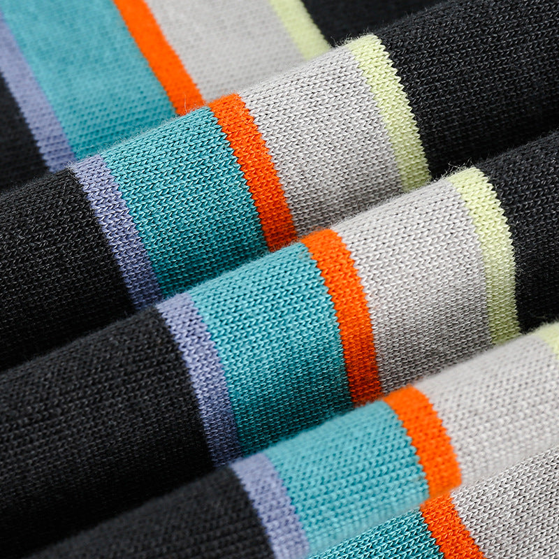 Color-coordinated striped embroidered long-sleeved hoodie
