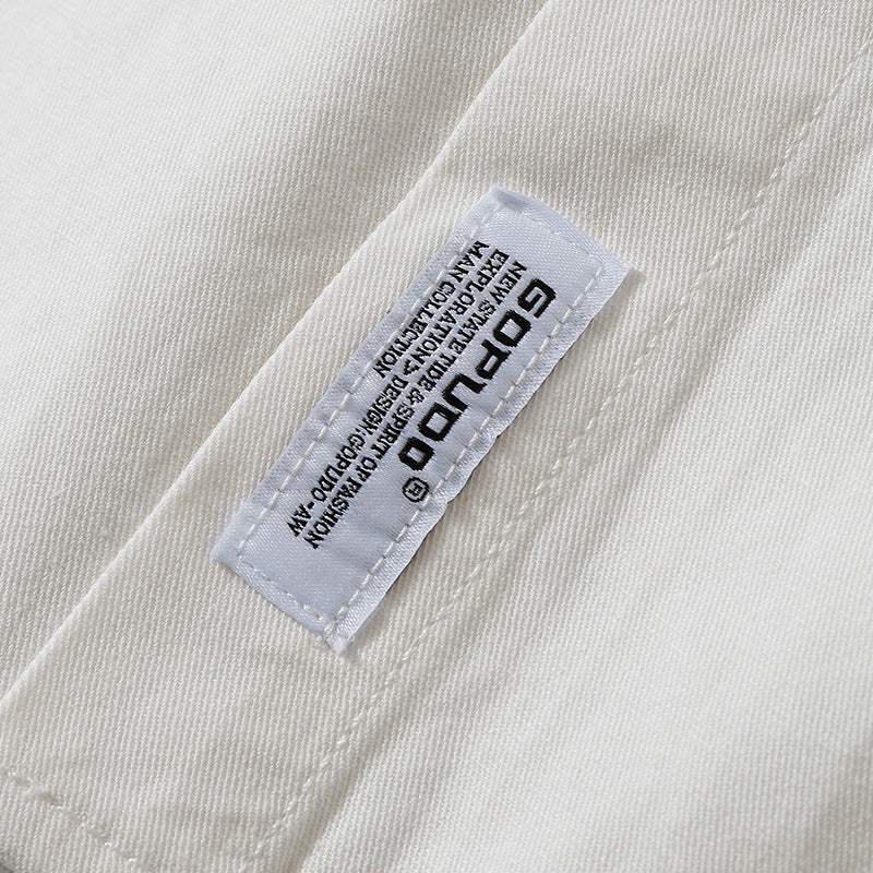 Four-color plain retro work short-sleeved shirt