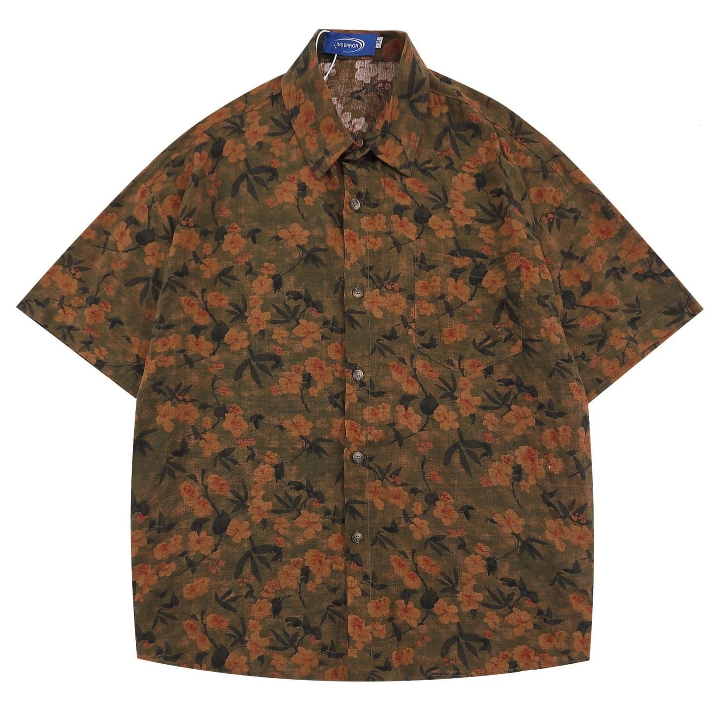 New! INS Popular Retro Floral Short Sleeve Shirt