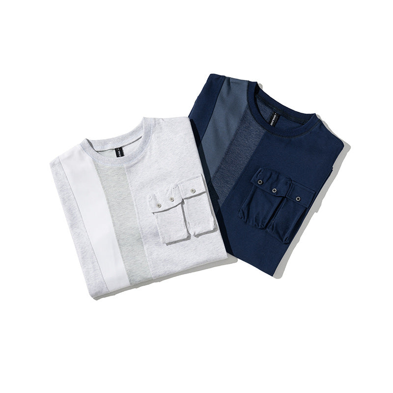 Color-block mountain T-shirt with functional pocket
