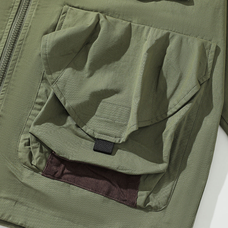 Corduroy jacket with multi-pockets