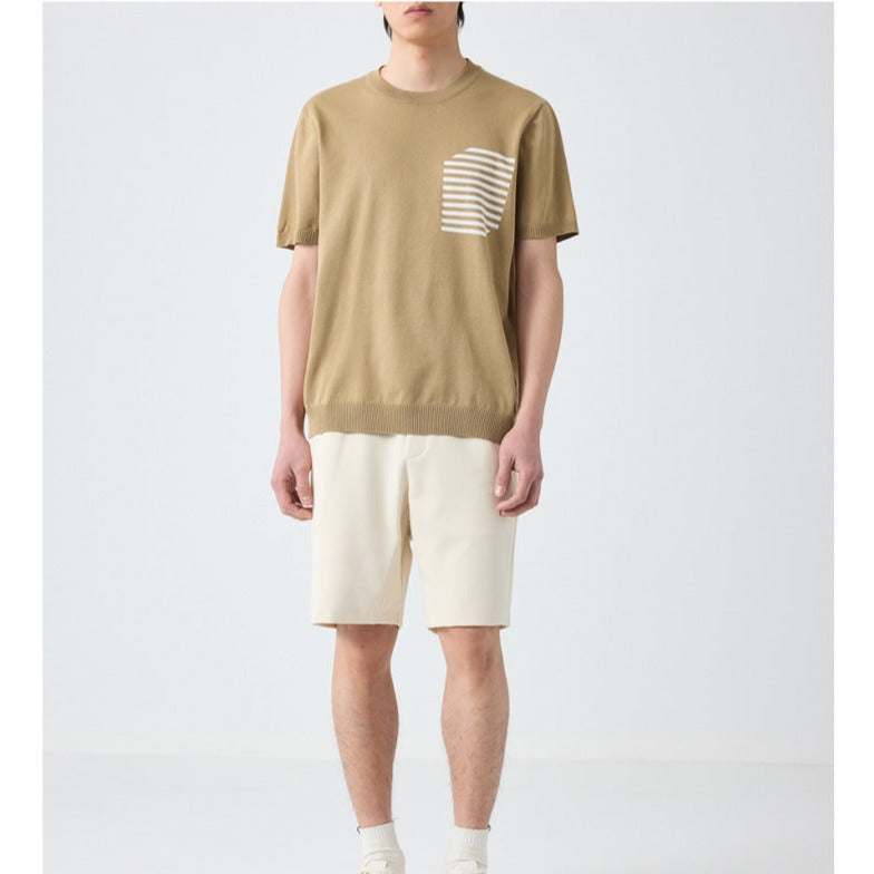 High-quality new striped pocket T-shirt