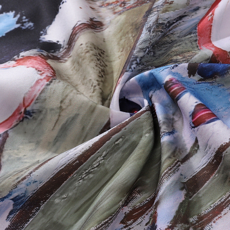 A long-sleeved shirt with an oil painting pattern perfect for autumn