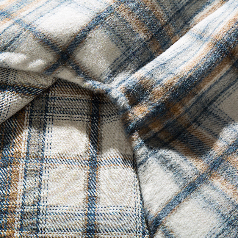 Classic brushed check pattern long sleeve shirt