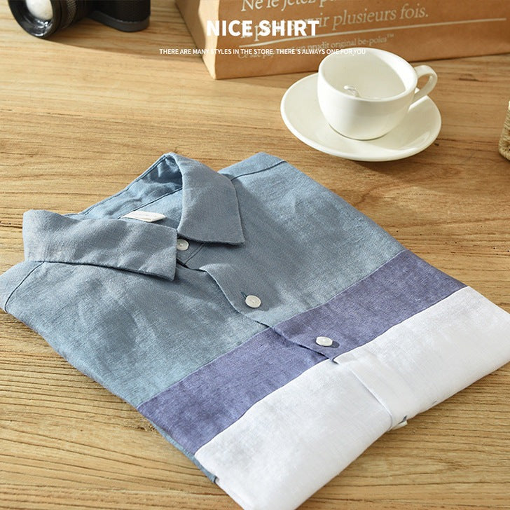 Color-coordinated, breathable linen shirt