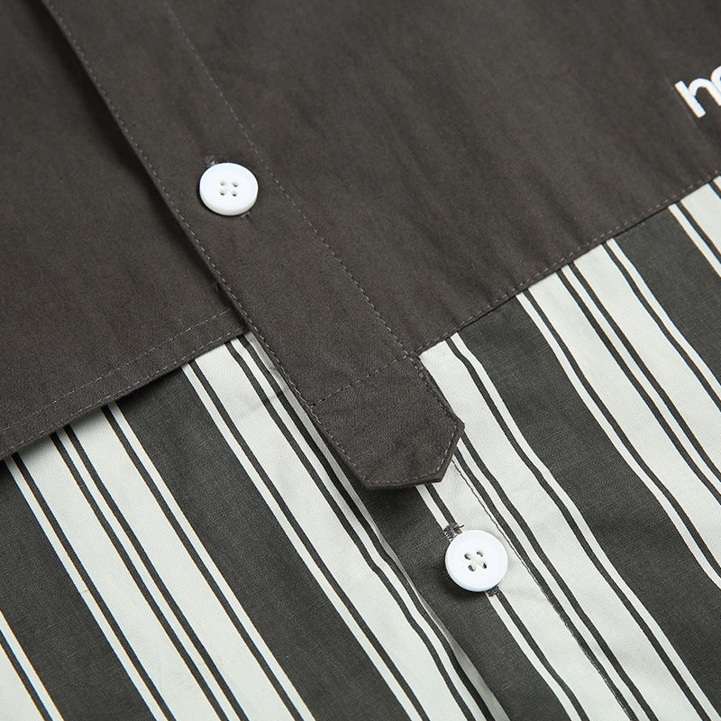 Retro striped long-sleeved work shirt