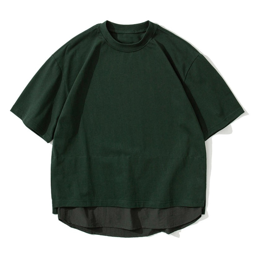 不規則無地カジュアル半袖Tシャツ