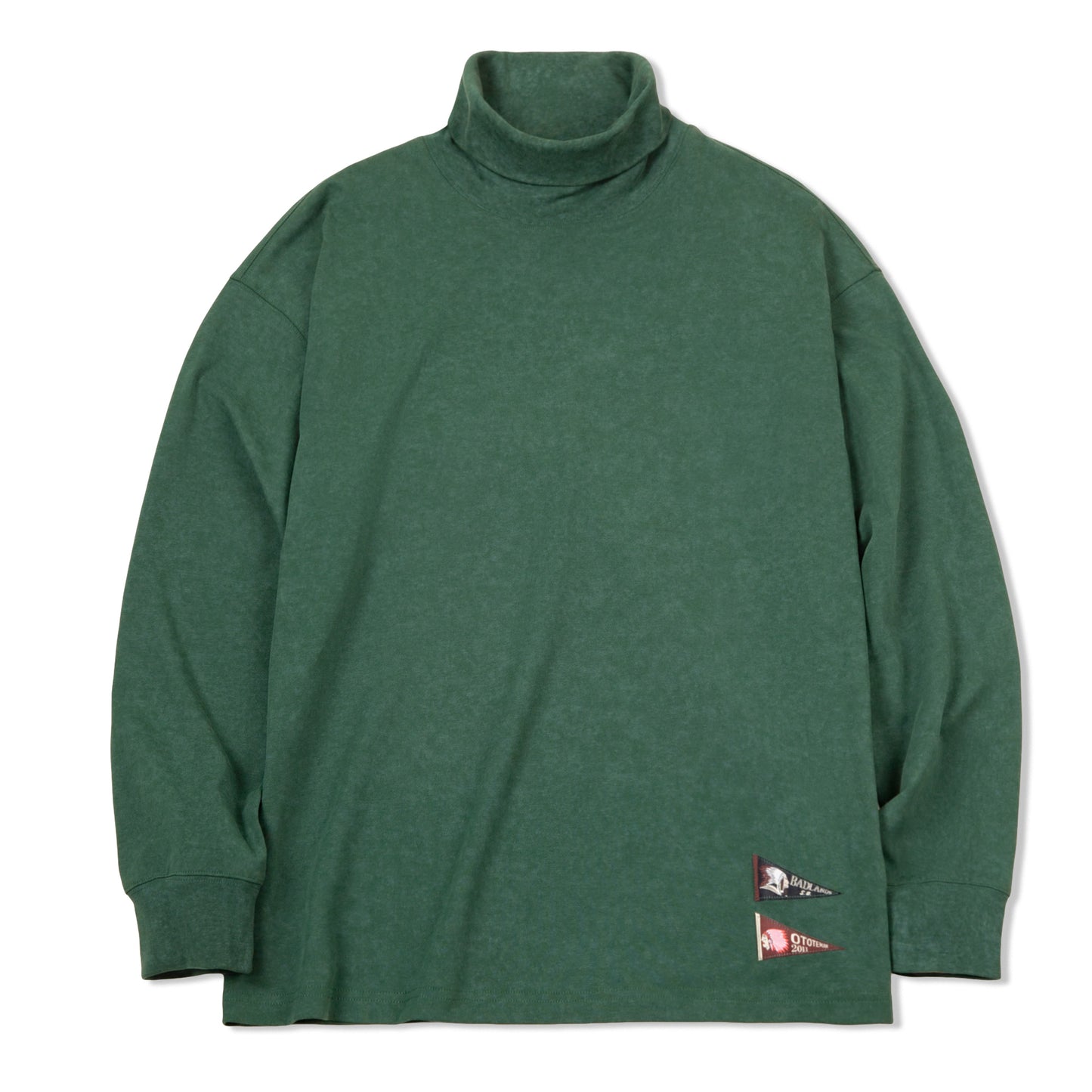 レトロ無地ハイネック長Tシャツ