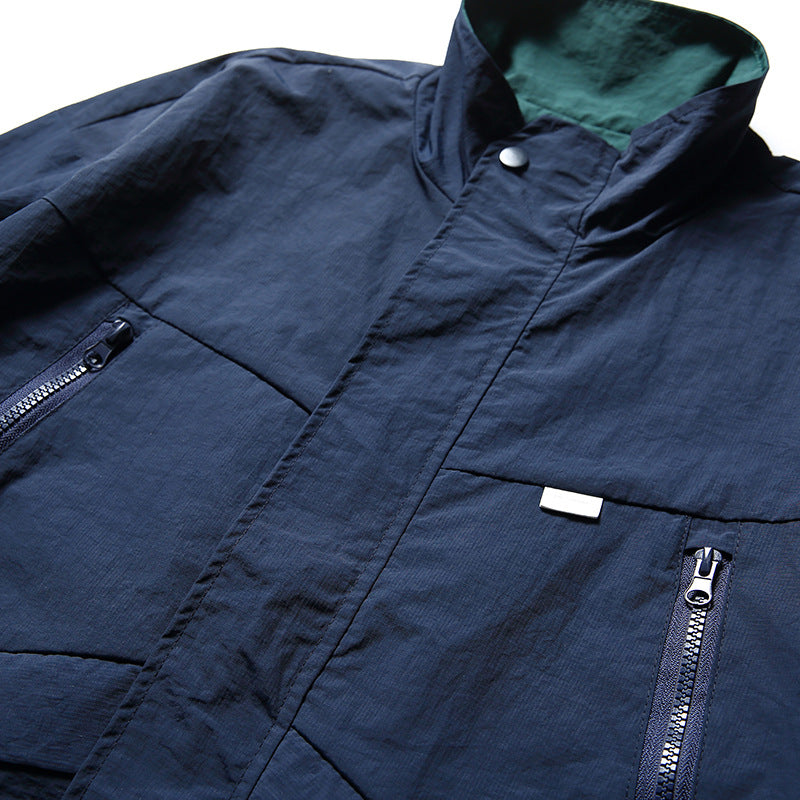 Reversible Retro Zipper Work Jacket