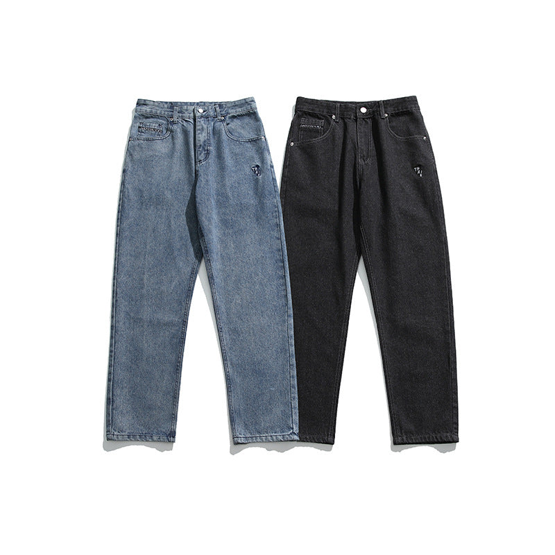 Washed Simple Straight Jeans