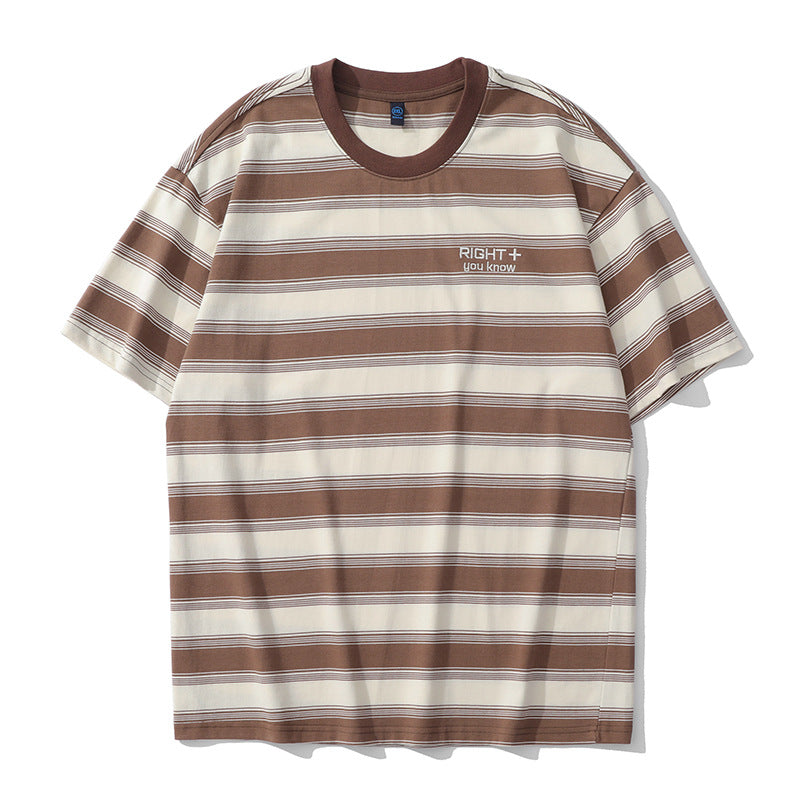 Classic wide horizontal striped short sleeve T-shirt