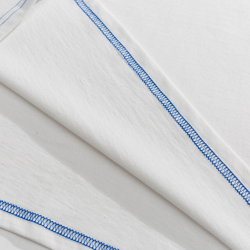 Fresh embroidered color matching short sleeve T-shirt