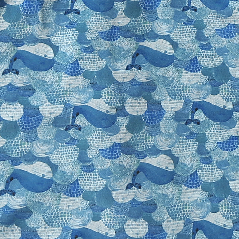 Hawaiian Ocean Wave Whale Print Aloha Shirt
