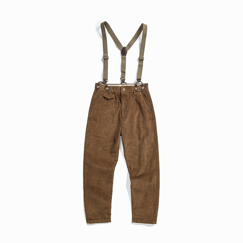 Plain American Casual Corduroy Overalls