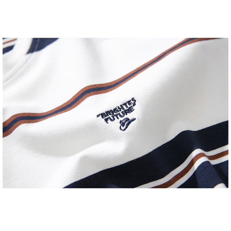 Retro color horizontal striped short sleeve T-shirt