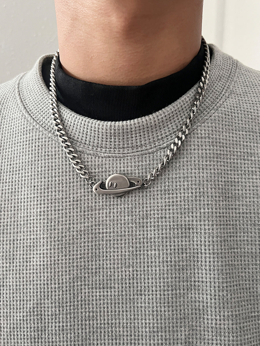 Planet Smiley Cuban Necklace