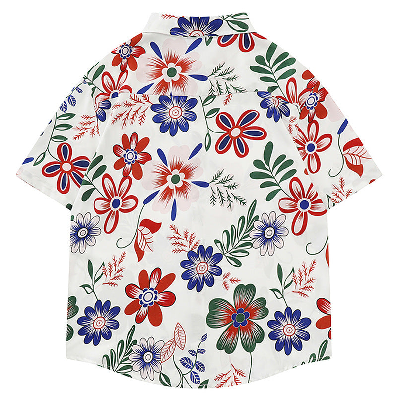 Retro Hawaiian floral short-sleeved all-over print shirt