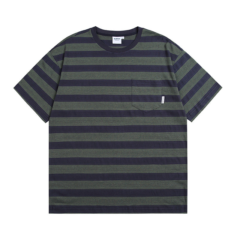 Striped BF-style couple casual short T-shirt