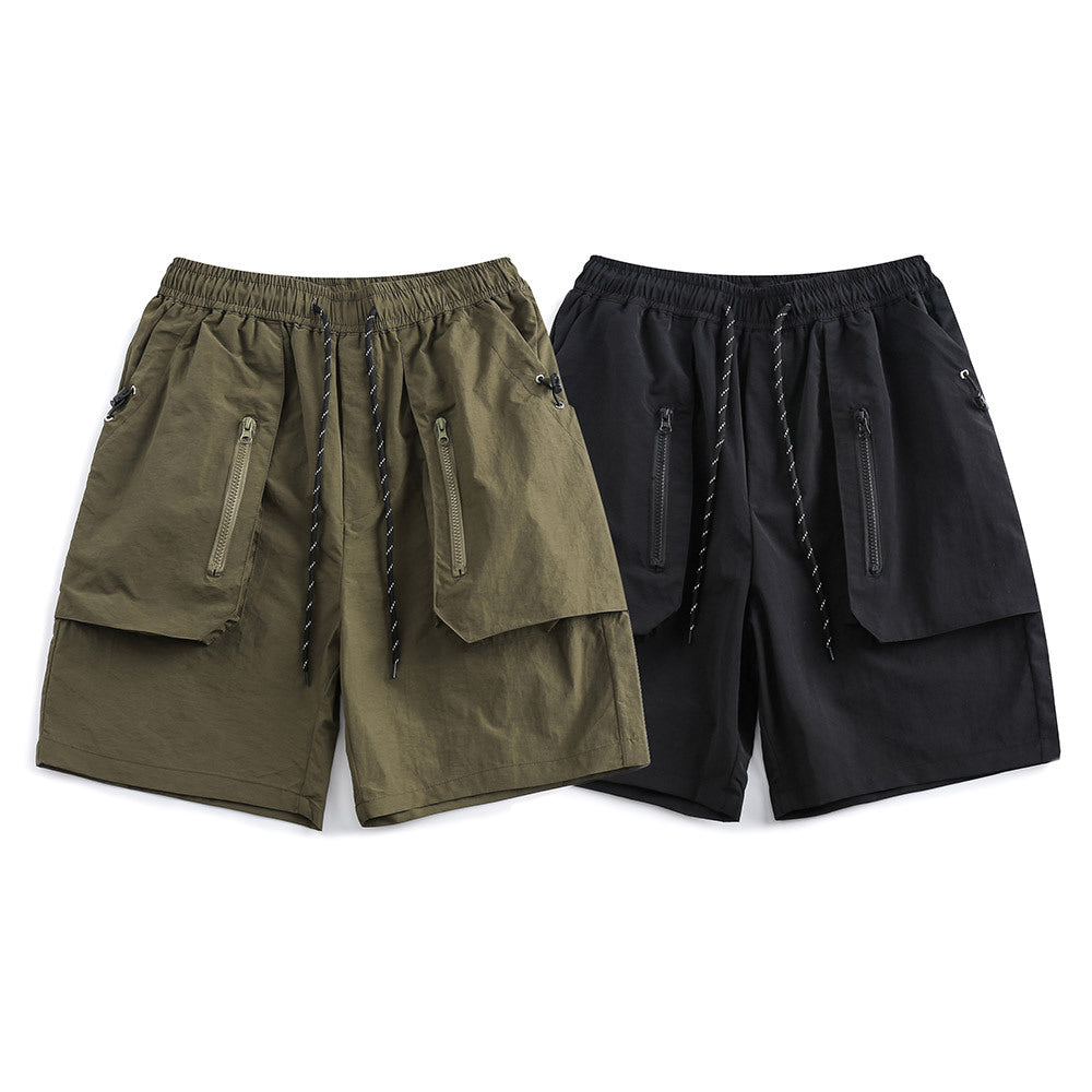 Zippered large pocket casual shorts