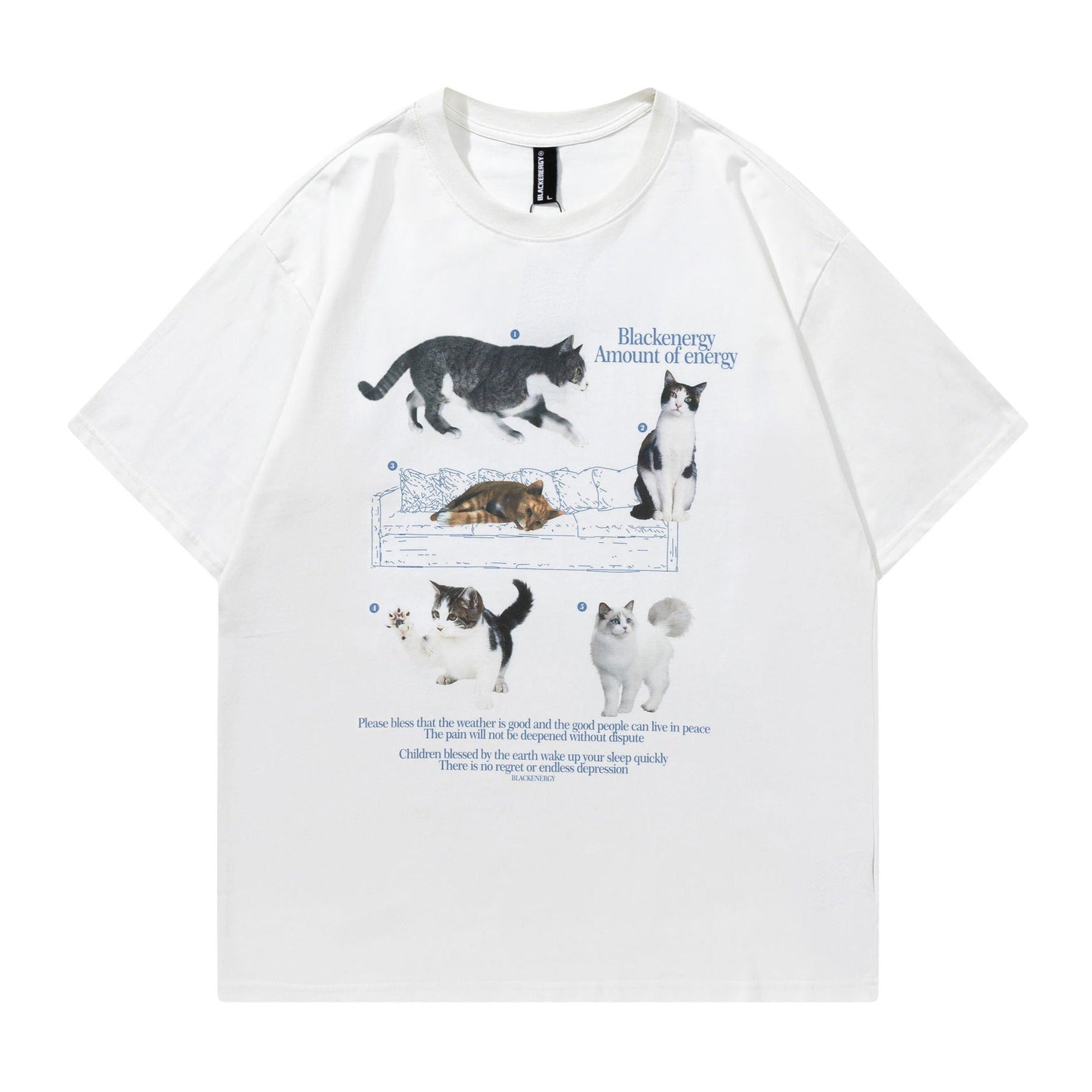 猫プリントカジュアルゆったりとしたTシャツ – streofit