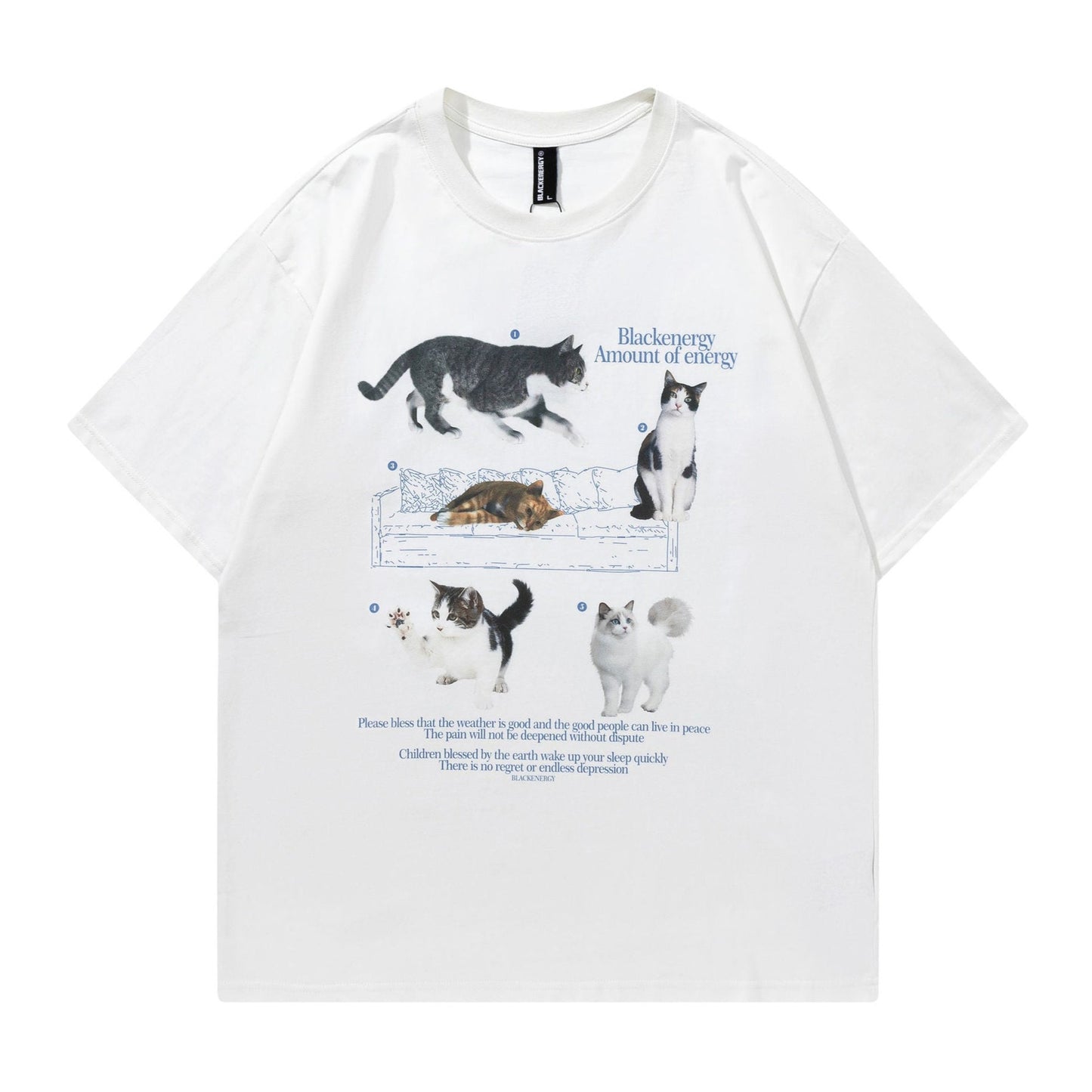 Cat print casual loose t-shirt