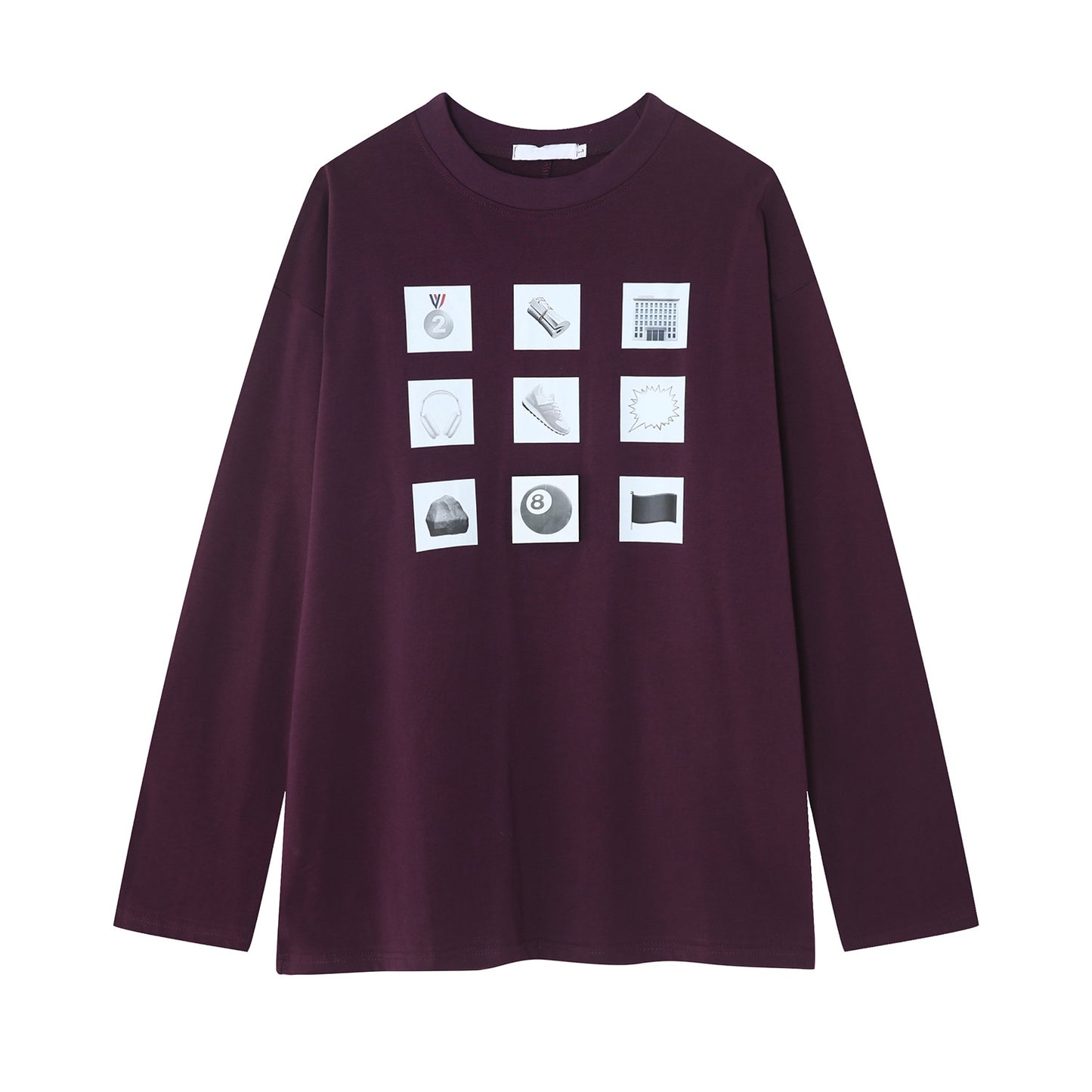 American casual print three-color long-sleeved T-shirt