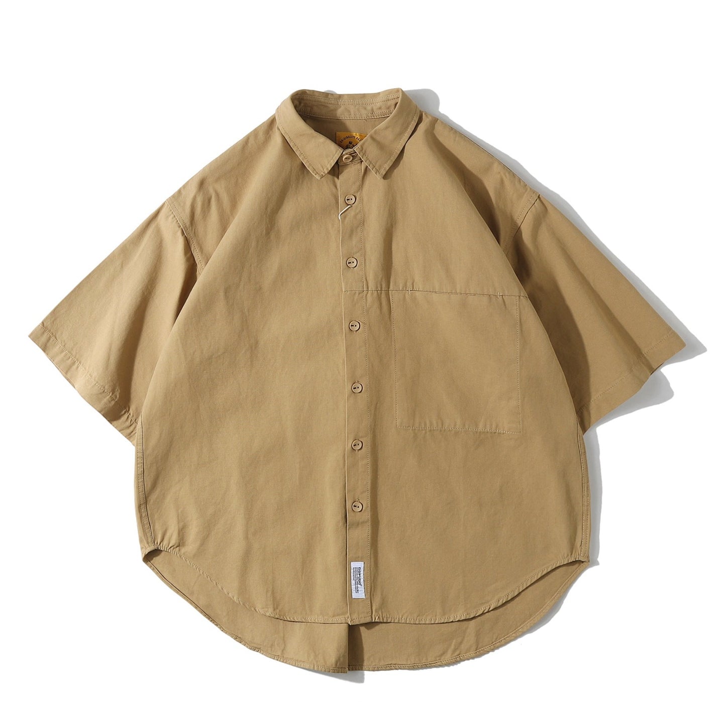 Four-color plain retro work short-sleeved shirt