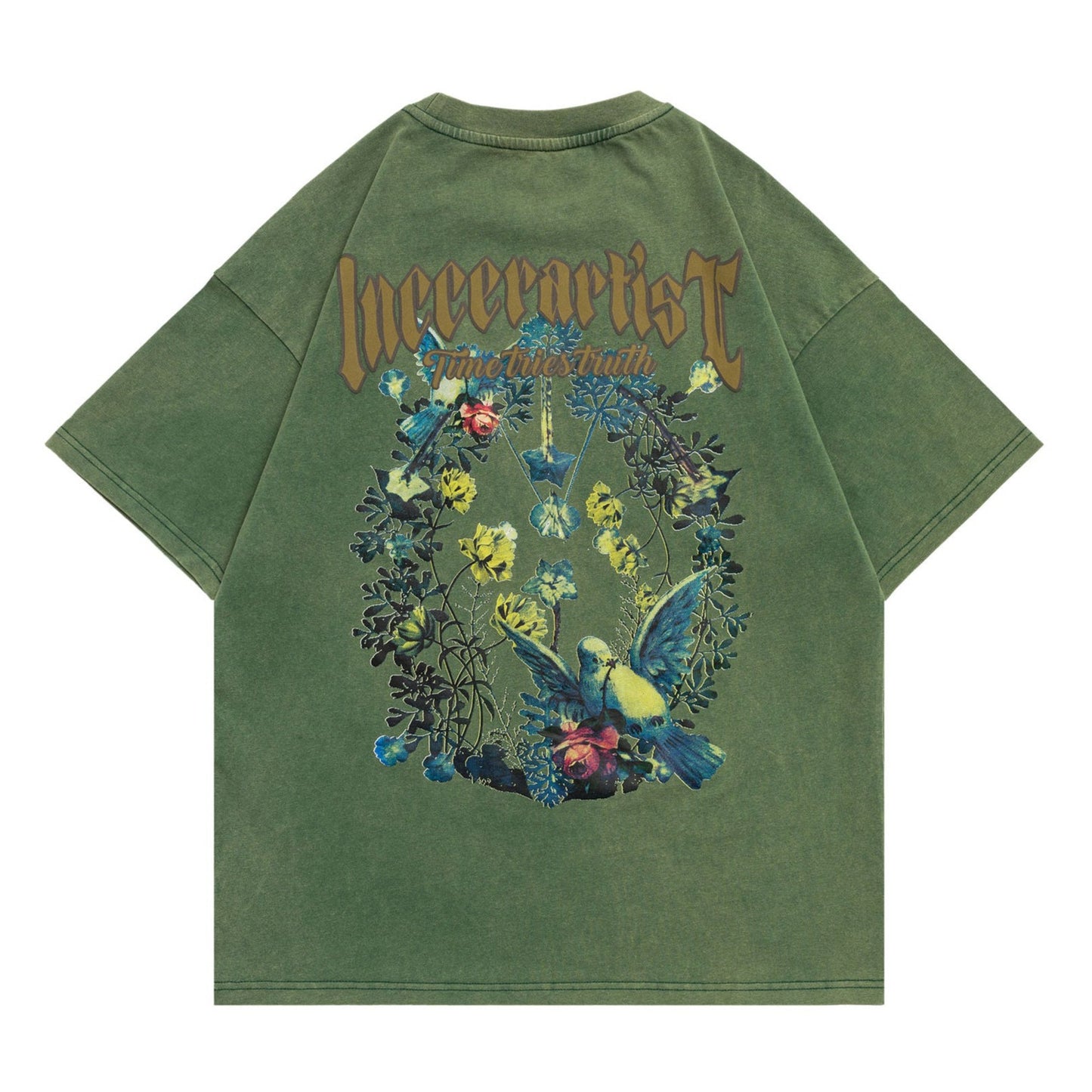 Cool alphabet floral short-sleeved T-shirt