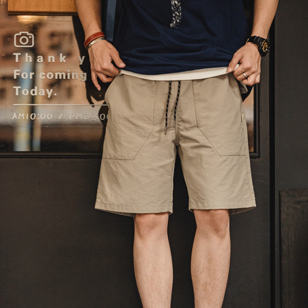Wrinkle-finish lightweight quick-drying shorts