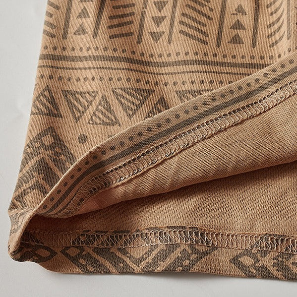 Ethnic style geometric print T-shirt